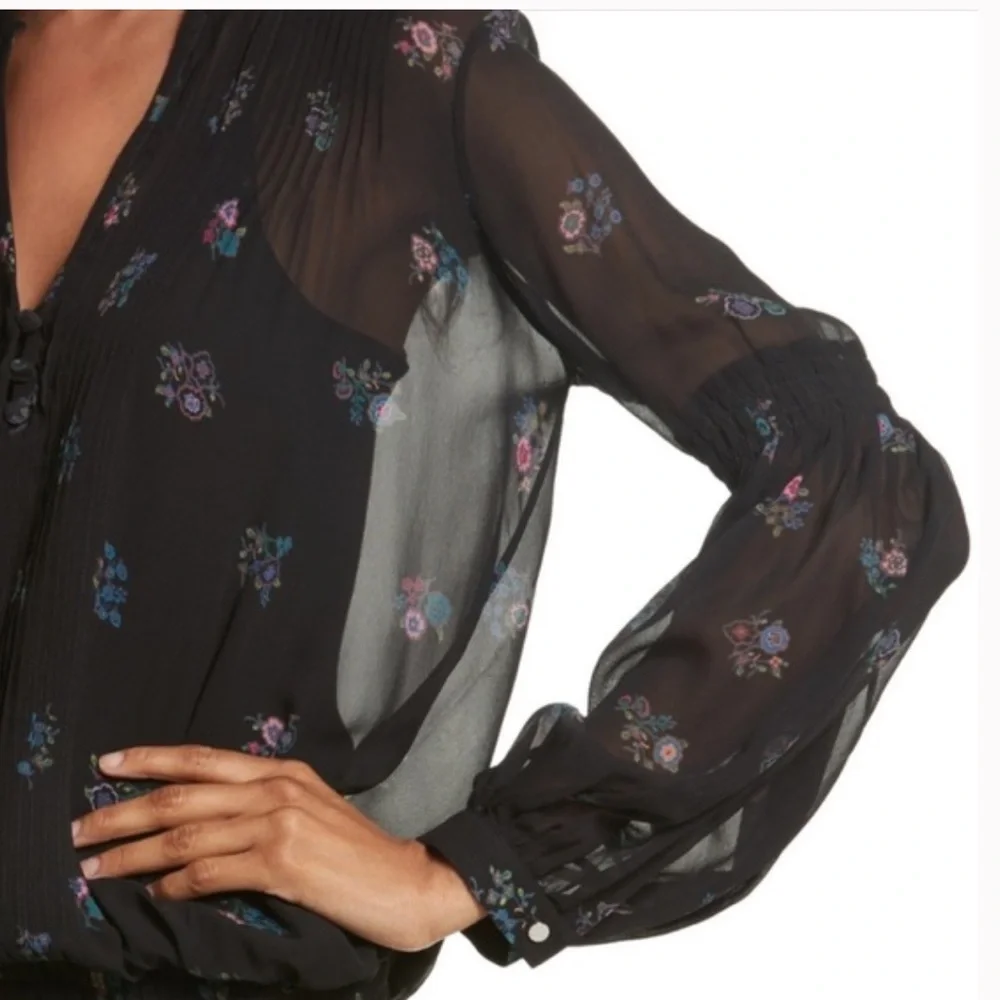 Veronica Beard Alden Print Floral Black Silk Dress